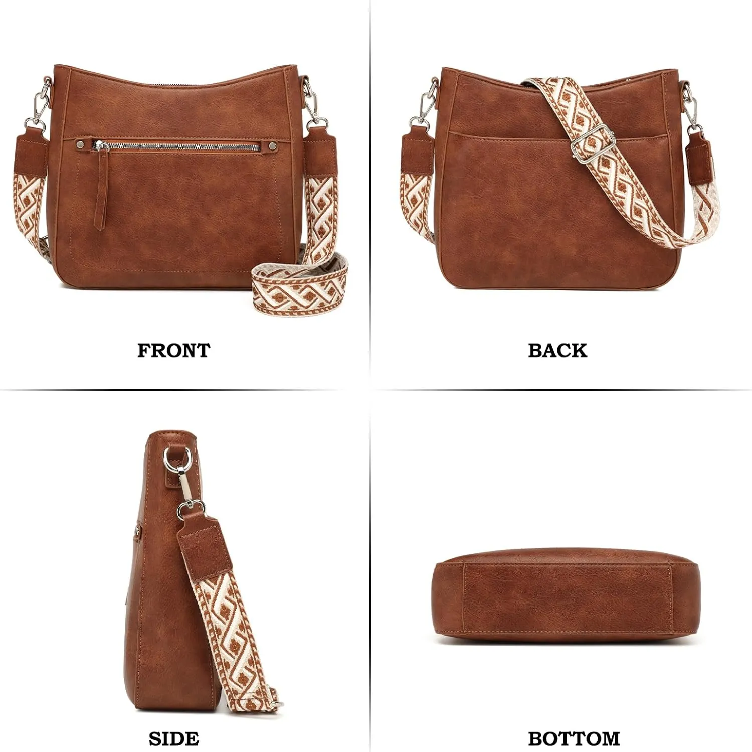 MYHOZEE Crossbody Bags for Women Leather Crossbody Purses With Adjustable Guitar Strap Trendy Hobo Women's Shoulder Bag