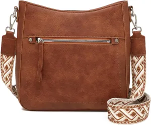 MYHOZEE Crossbody Bags for Women Leather Crossbody Purses With Adjustable Guitar Strap Trendy Hobo Women's Shoulder Bag
