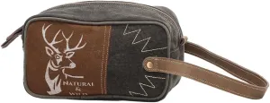 Myra Bag Wild Reindeer Denim & Upcycled Canvas Shaving Kit Bag S-1121