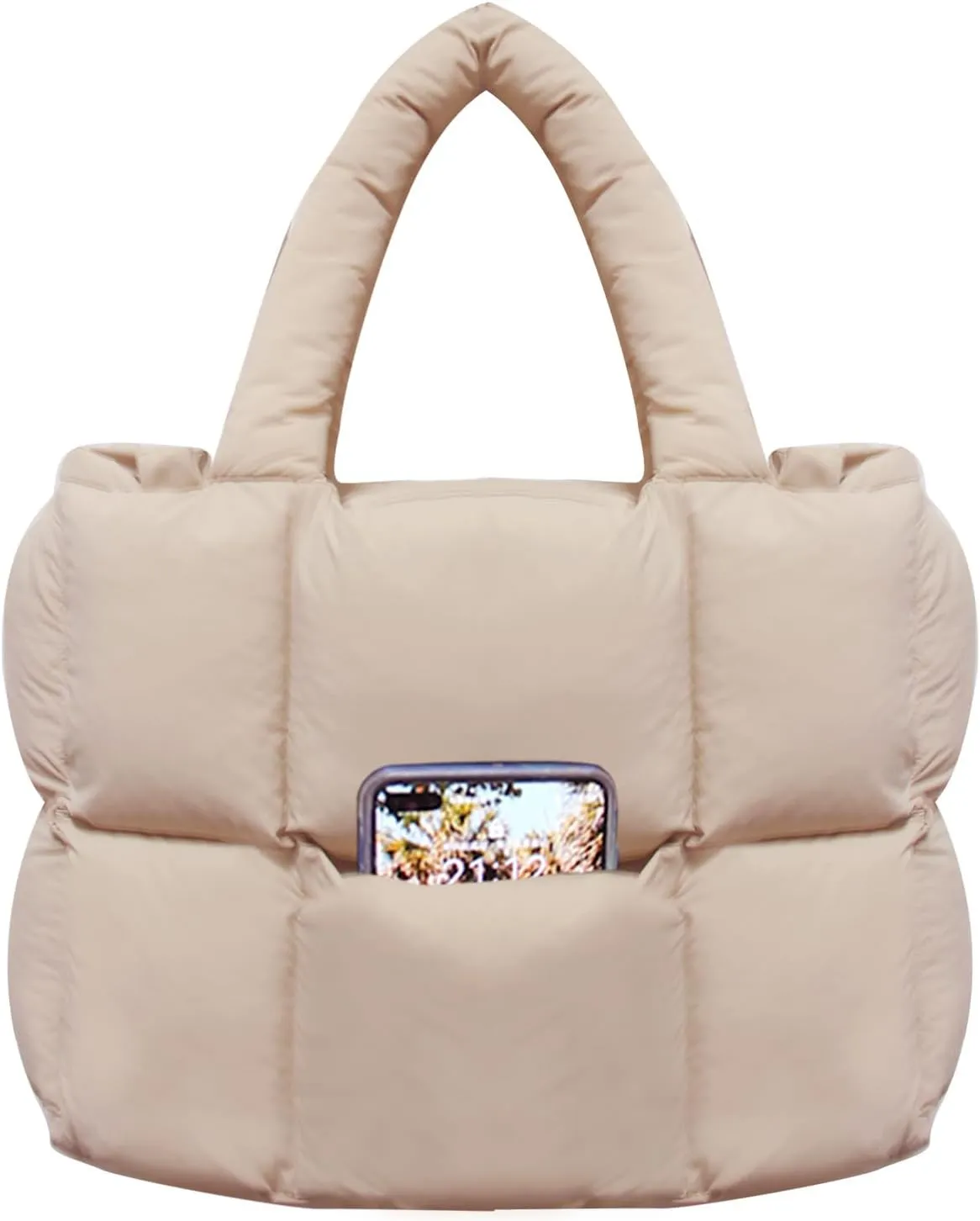 NAARIIAN Puffer Tote Bag for Women, Lightweight Quilted Puffy Shoulder Handbag with Adjustable Shoulder Strap