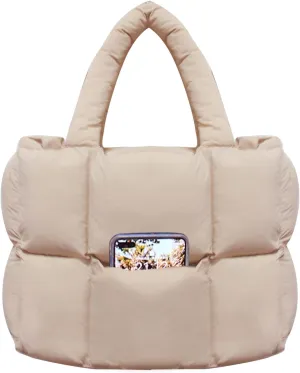 NAARIIAN Puffer Tote Bag for Women, Lightweight Quilted Puffy Shoulder Handbag with Adjustable Shoulder Strap