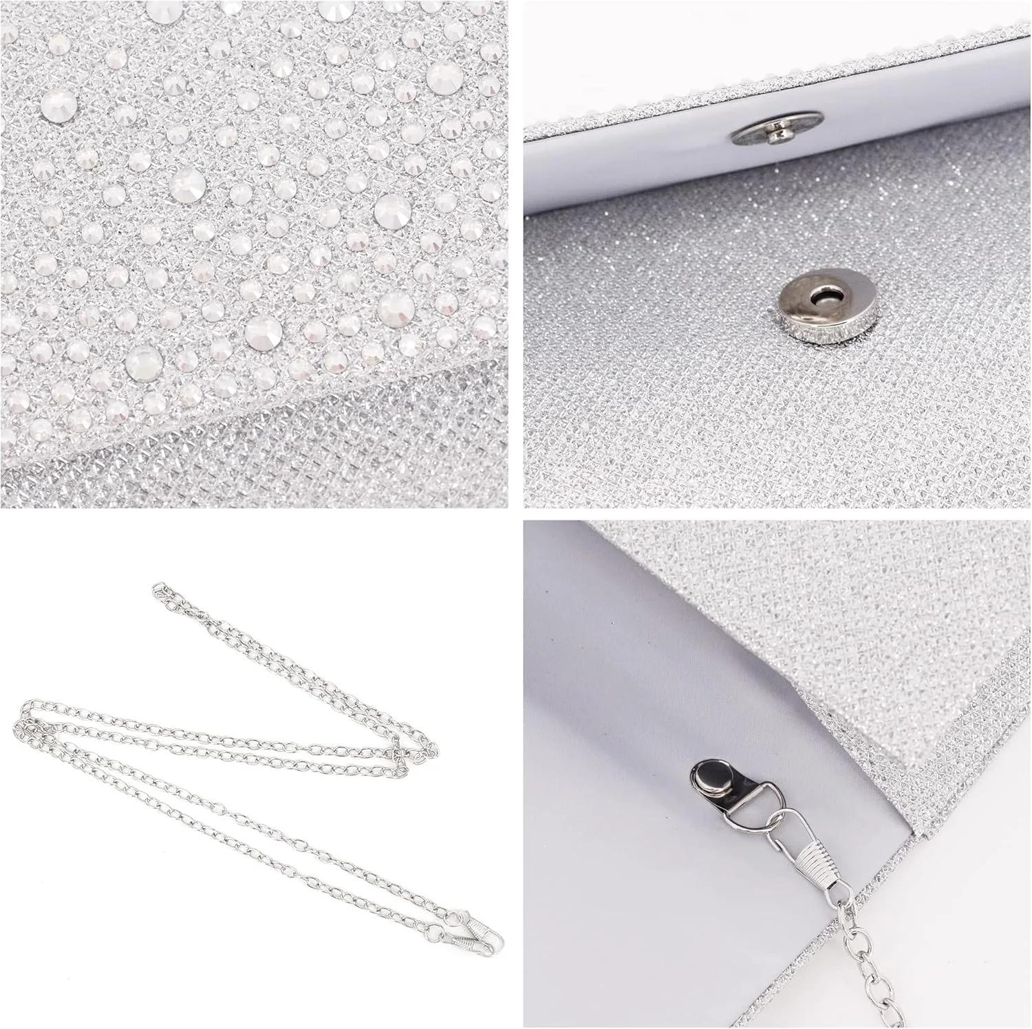 Naimo Flap Dazzling Small Clutch Bag Evening Bag With Detachable Chain