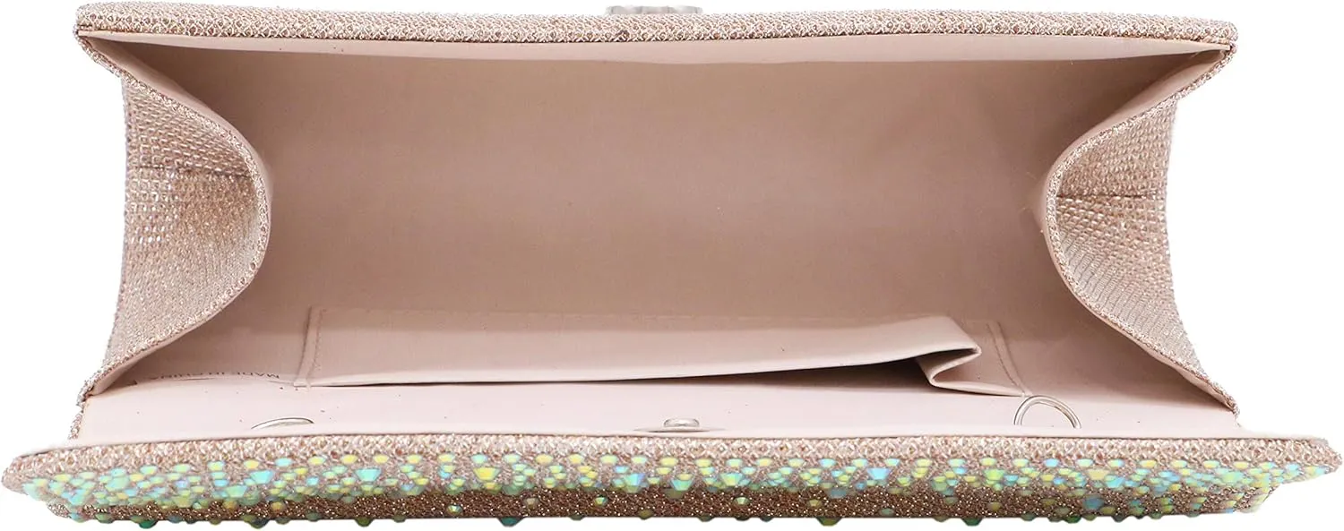 Naimo Flap Dazzling Small Clutch Bag Evening Bag With Detachable Chain