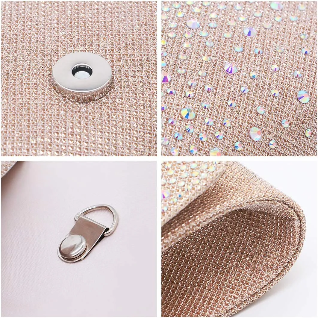 Naimo Flap Dazzling Small Clutch Bag Evening Bag With Detachable Chain