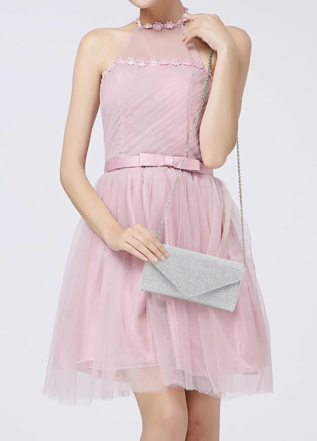 Naimo Flap Dazzling Small Clutch Bag Evening Bag With Detachable Chain