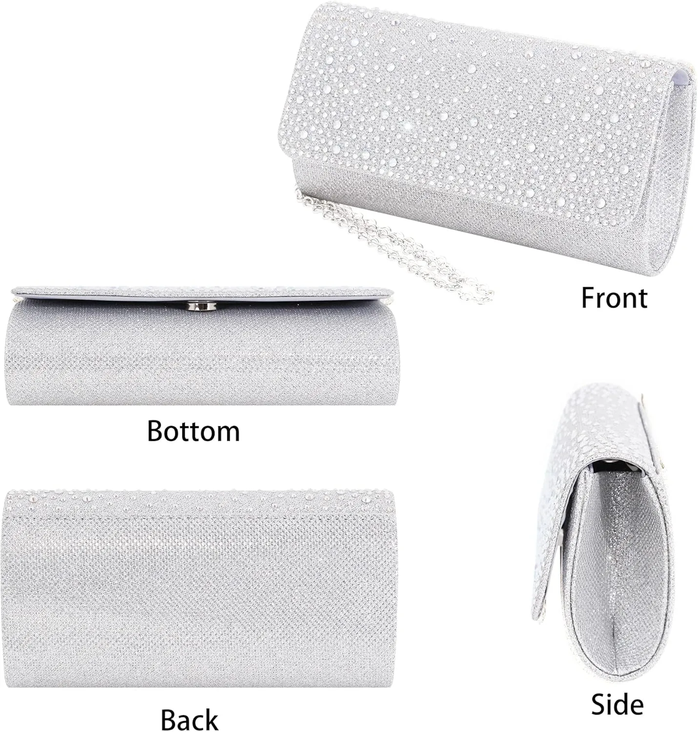 Naimo Flap Dazzling Small Clutch Bag Evening Bag With Detachable Chain