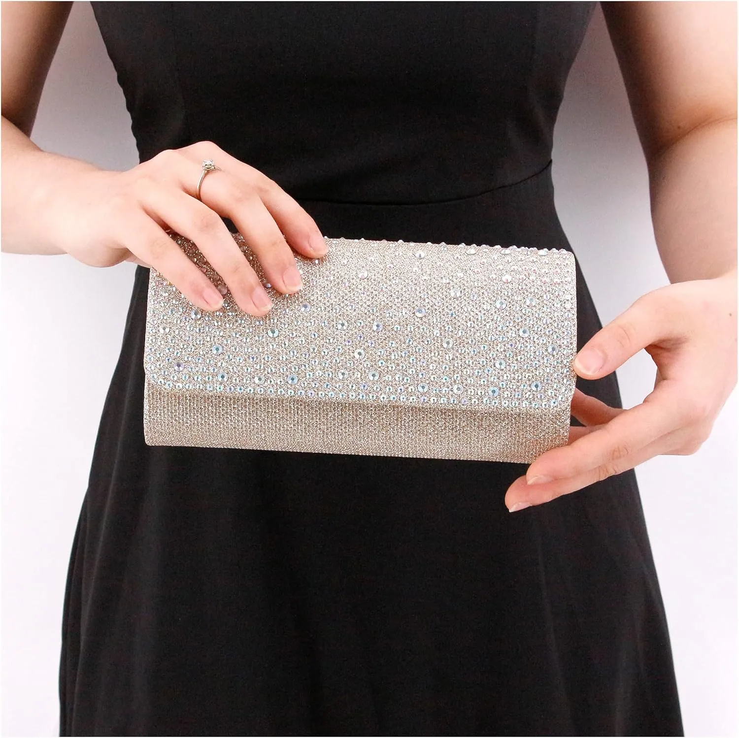 Naimo Flap Dazzling Small Clutch Bag Evening Bag With Detachable Chain