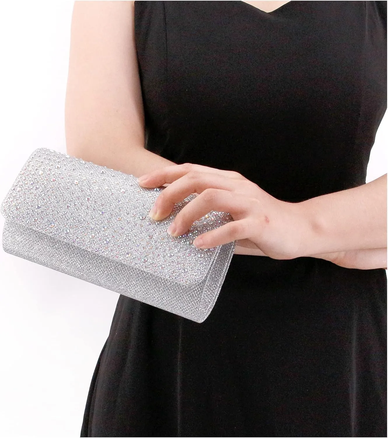 Naimo Flap Dazzling Small Clutch Bag Evening Bag With Detachable Chain