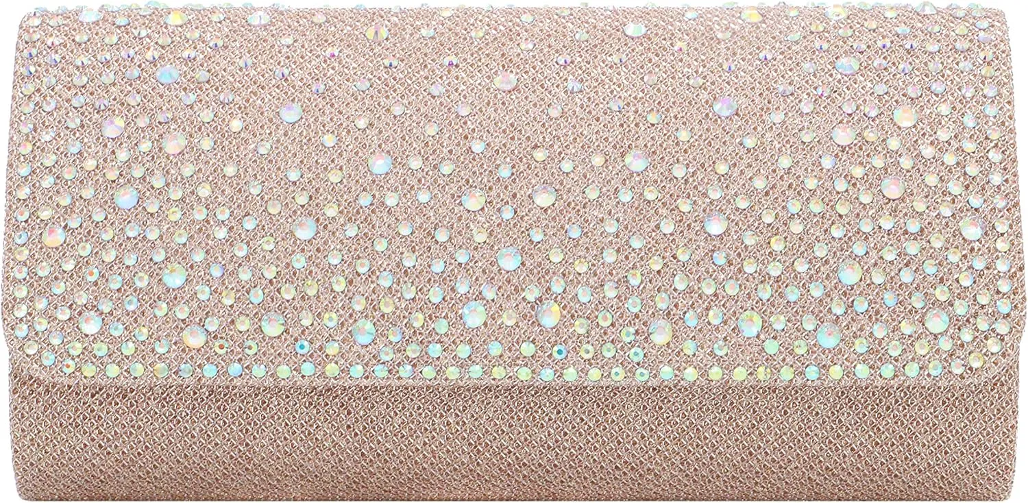 Naimo Flap Dazzling Small Clutch Bag Evening Bag With Detachable Chain
