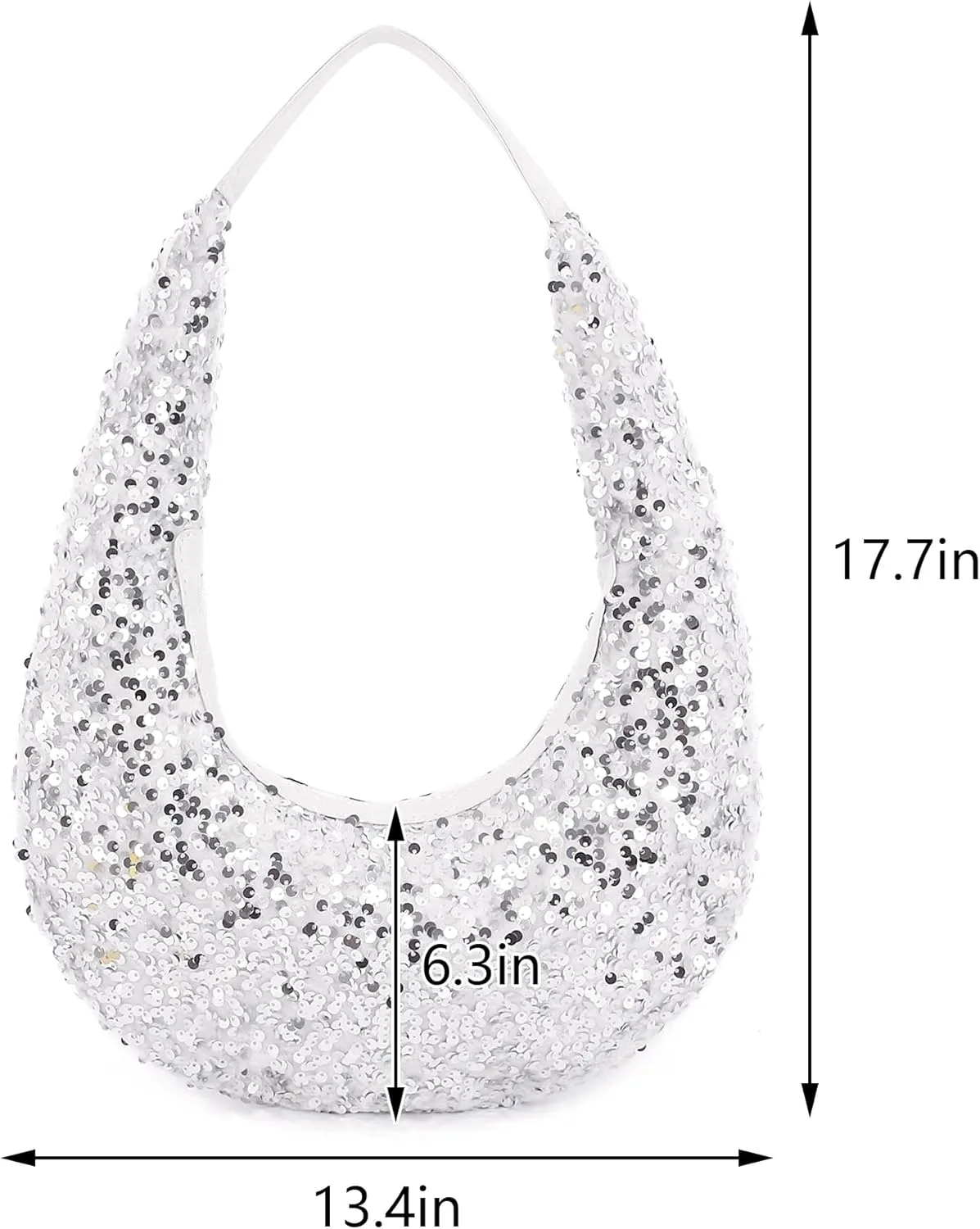 Naimo Womens Sequin Bag Metallic Shoulder Bag Glitter Evening Bag Moon Shape Purse Hobo Handbag Underarm Bag