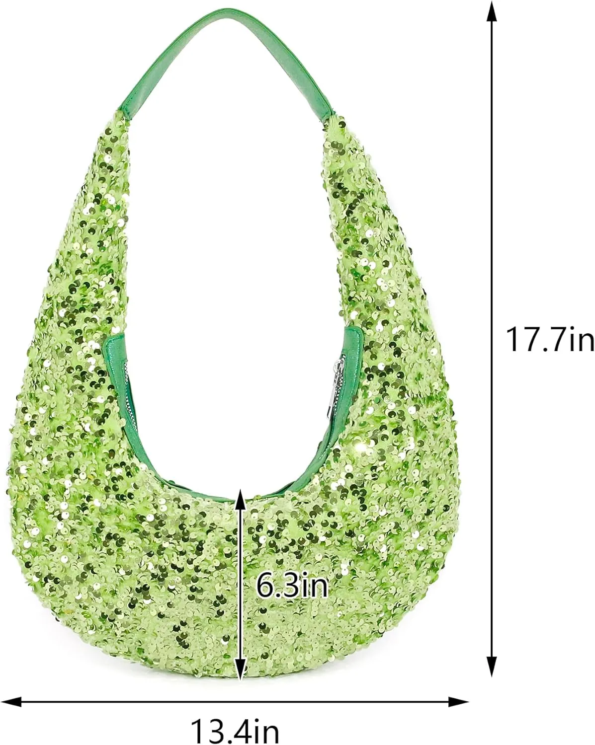 Naimo Womens Sequin Bag Metallic Shoulder Bag Glitter Evening Bag Moon Shape Purse Hobo Handbag Underarm Bag