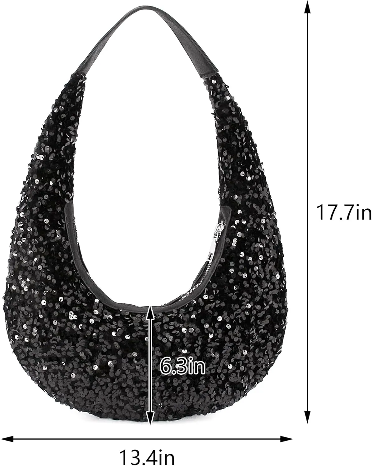 Naimo Womens Sequin Bag Metallic Shoulder Bag Glitter Evening Bag Moon Shape Purse Hobo Handbag Underarm Bag