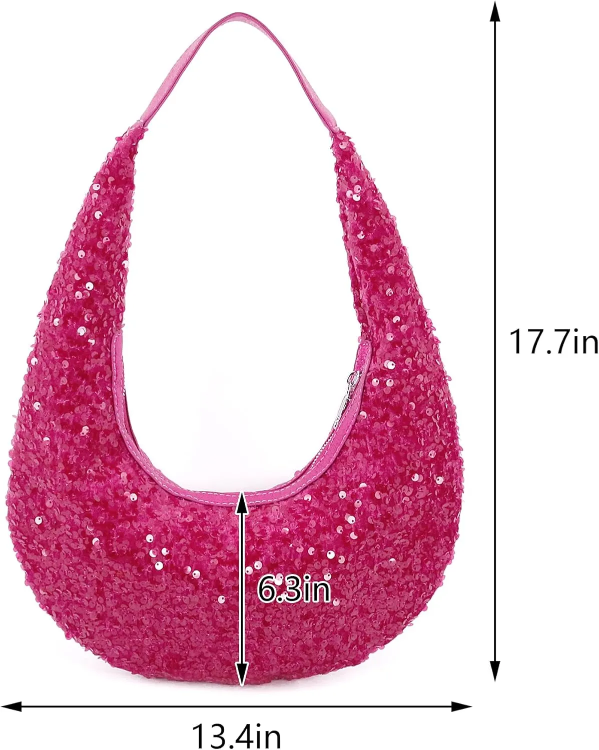 Naimo Womens Sequin Bag Metallic Shoulder Bag Glitter Evening Bag Moon Shape Purse Hobo Handbag Underarm Bag