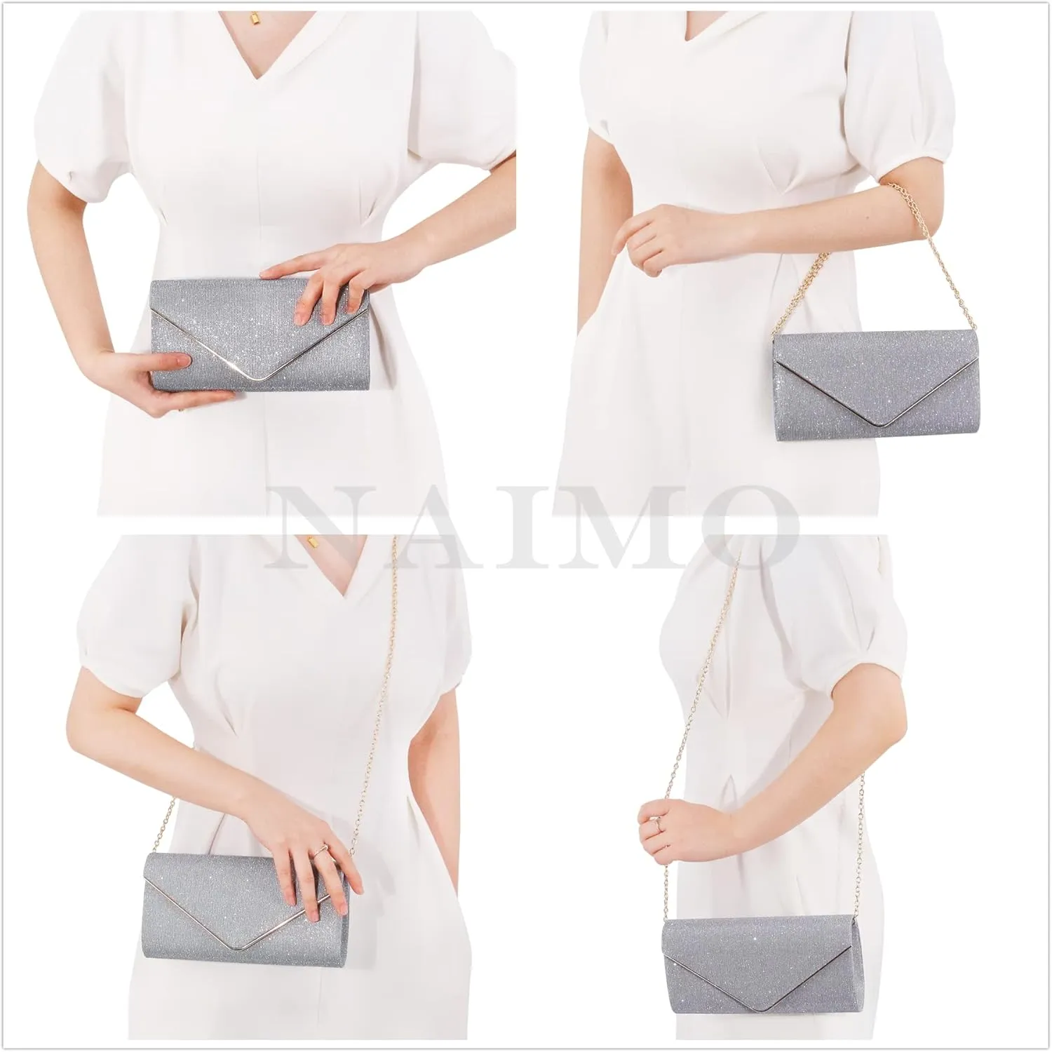 Naimo Women's Sequin Evening Purse Wedding Party Clutch Bag