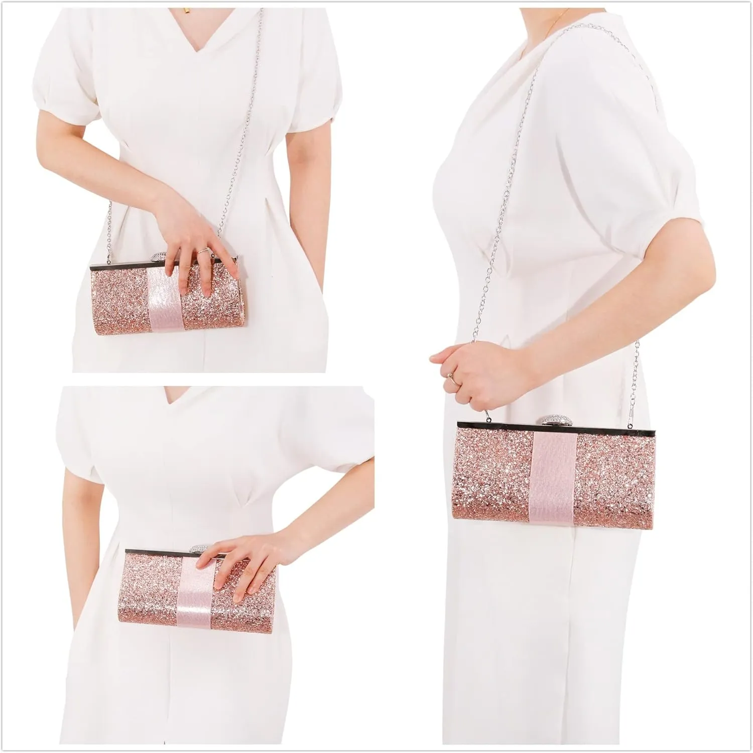 Naimo Women's Sequin Rhinestone Evening Bag Elegant Glitter Clutch Handbag Purse