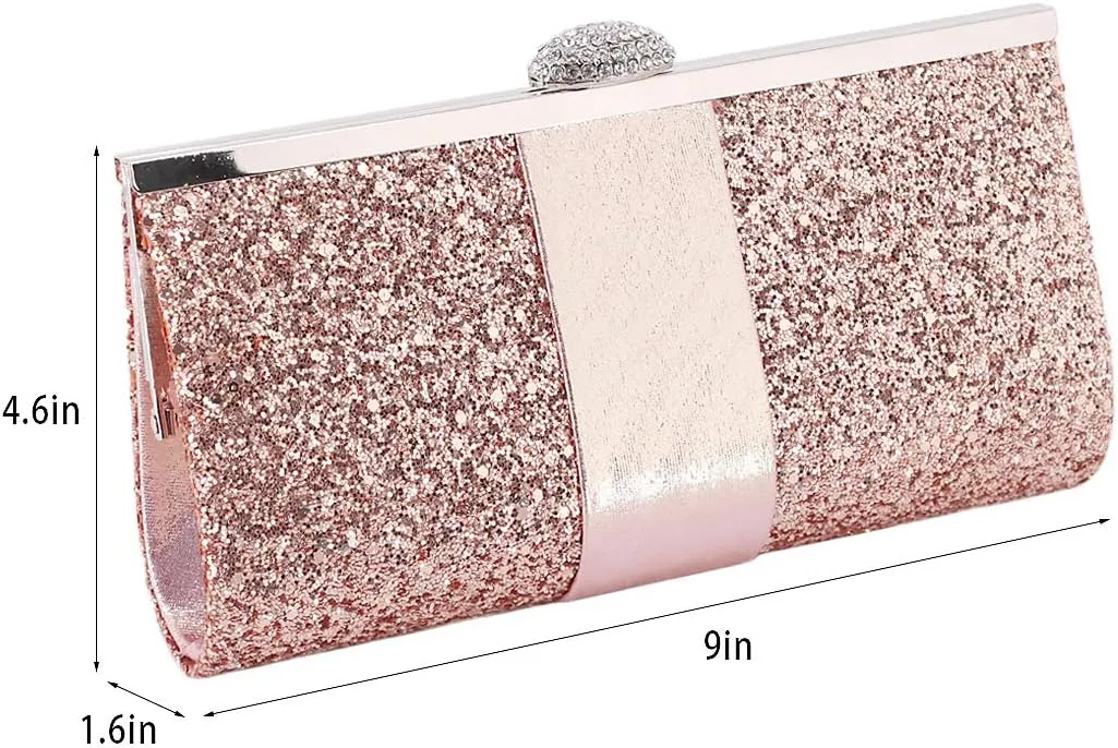 Naimo Women's Sequin Rhinestone Evening Bag Elegant Glitter Clutch Handbag Purse
