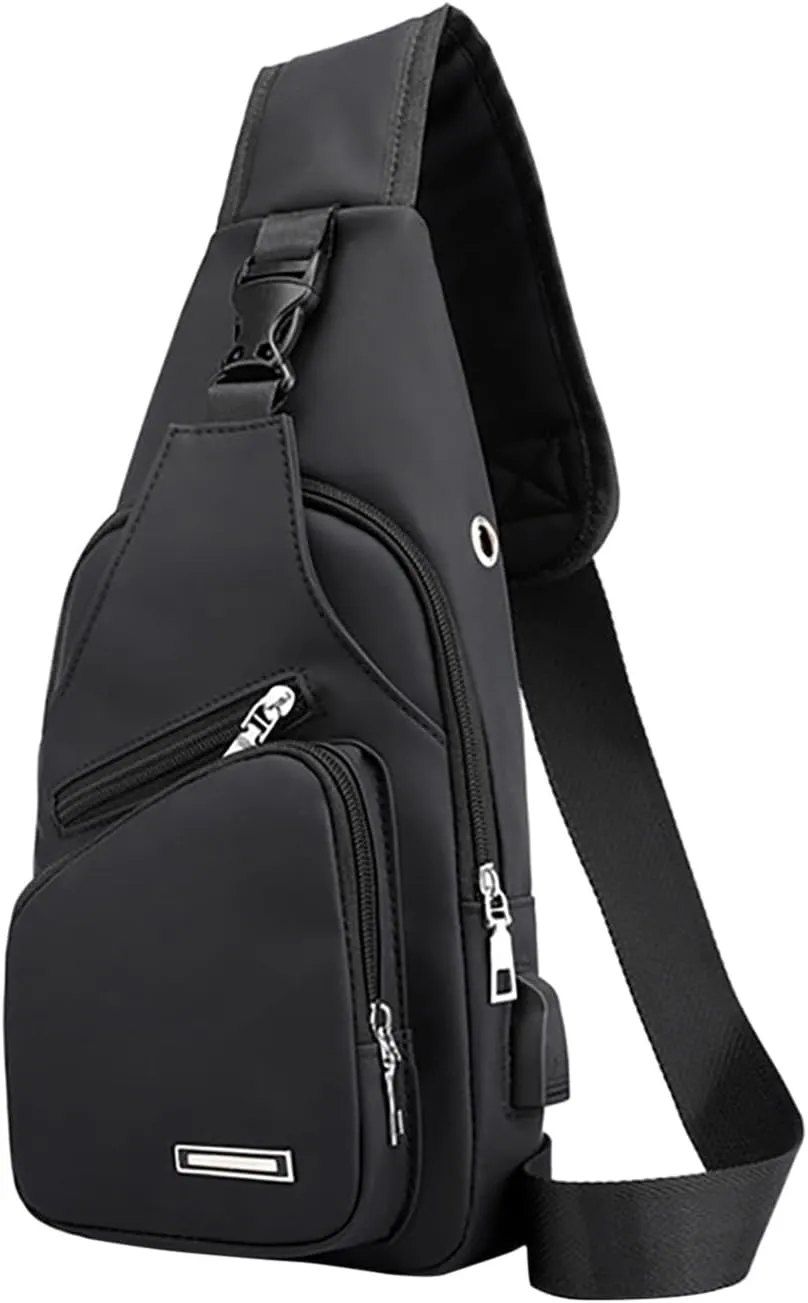 New Fashionable Layer Crossbody Bag Lightweight Nylon Sport Running Hiking Bag Messenger Bags (Black, One Size)