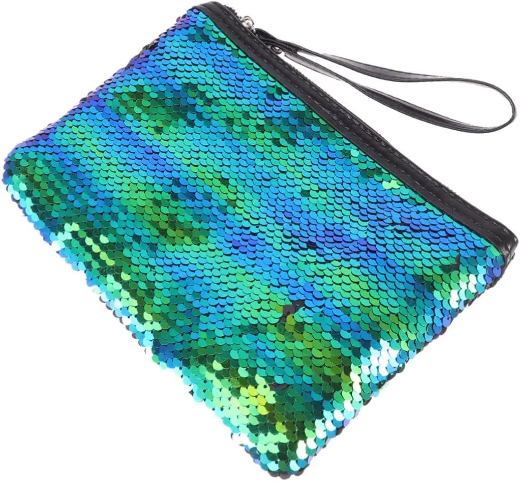 NOLITOY 2pcs Chic and Unique Sequin Design Makeup Bag Zipper Compact and Portable