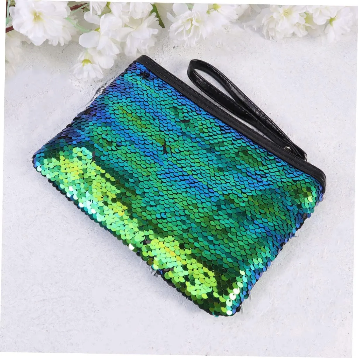 NOLITOY 2pcs Chic and Unique Sequin Design Makeup Bag Zipper Compact and Portable