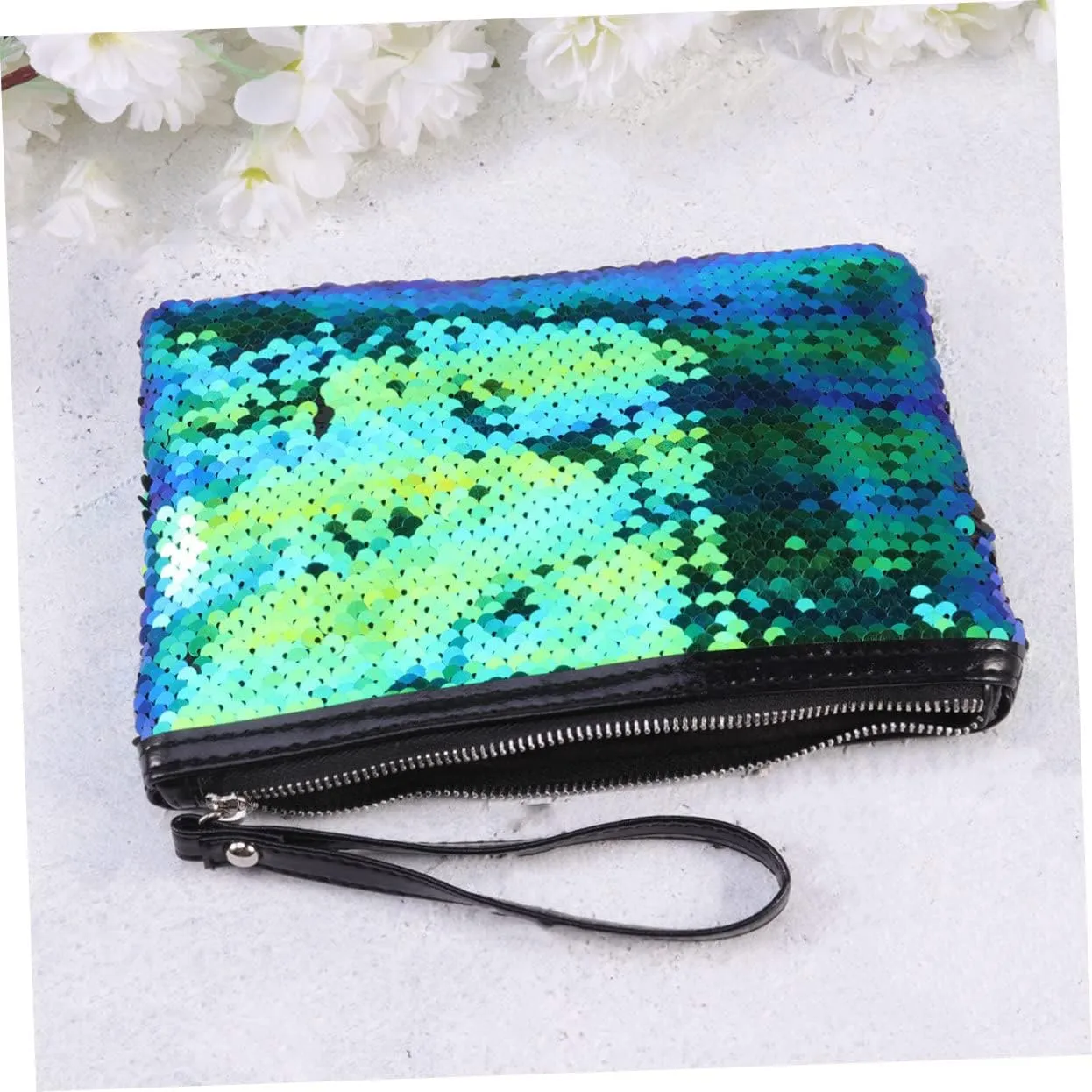NOLITOY 2pcs Chic and Unique Sequin Design Makeup Bag Zipper Compact and Portable