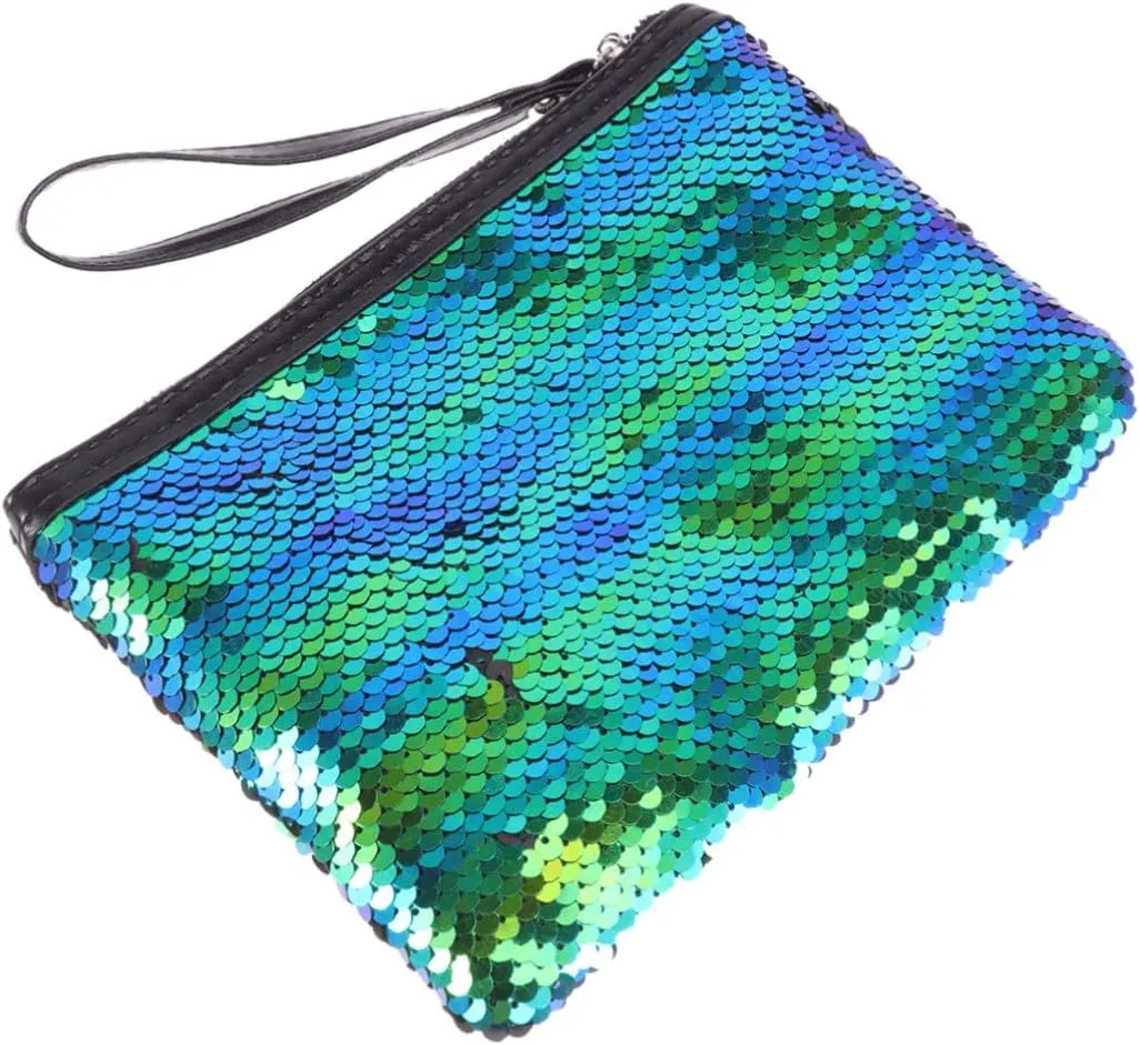 NOLITOY 2pcs Chic and Unique Sequin Design Makeup Bag Zipper Compact and Portable