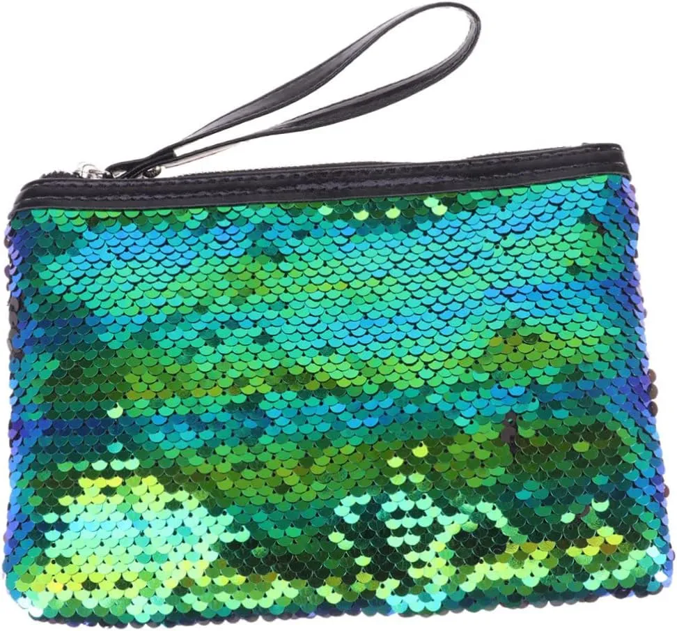 NOLITOY 2pcs Chic and Unique Sequin Design Makeup Bag Zipper Compact and Portable
