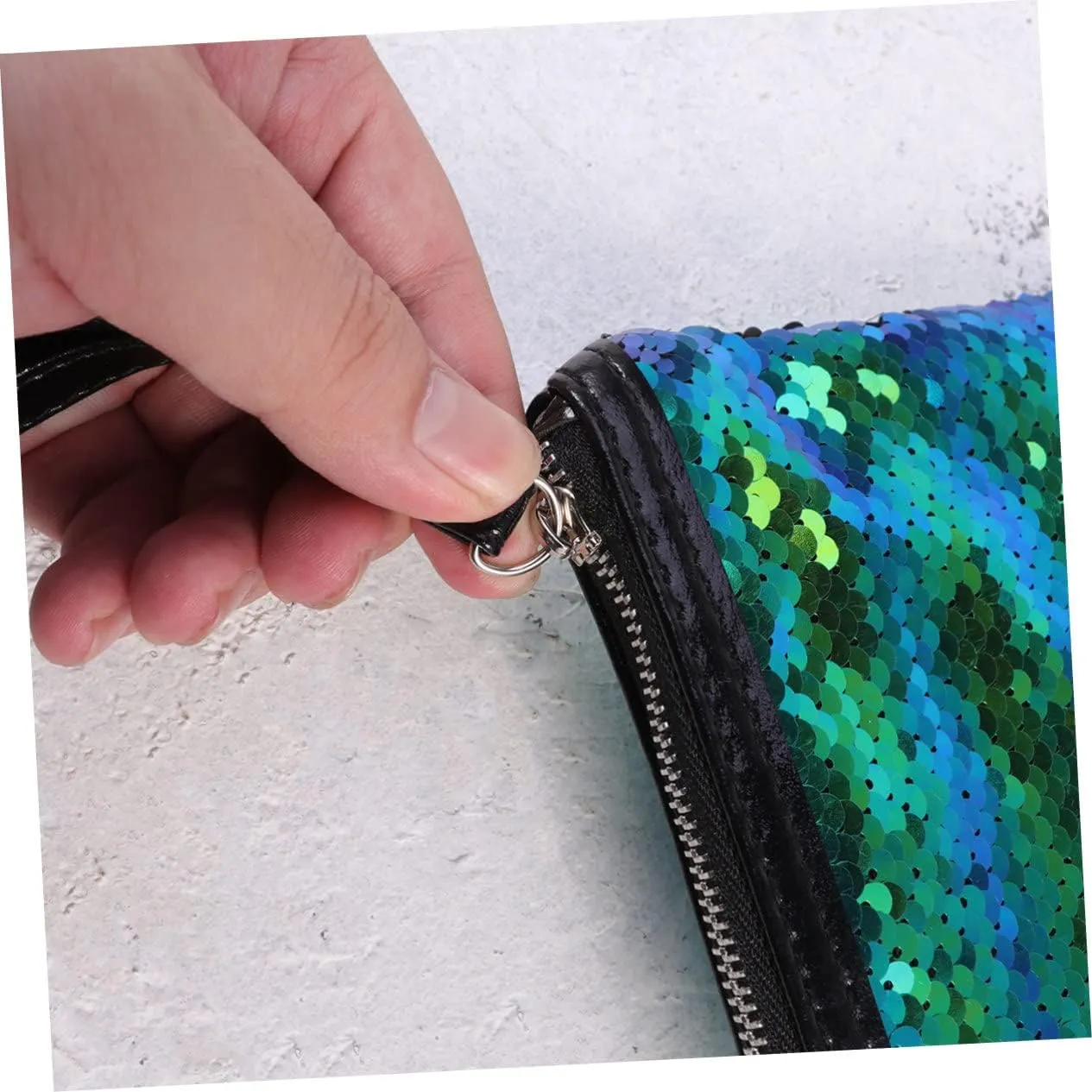 NOLITOY 2pcs Chic and Unique Sequin Design Makeup Bag Zipper Compact and Portable