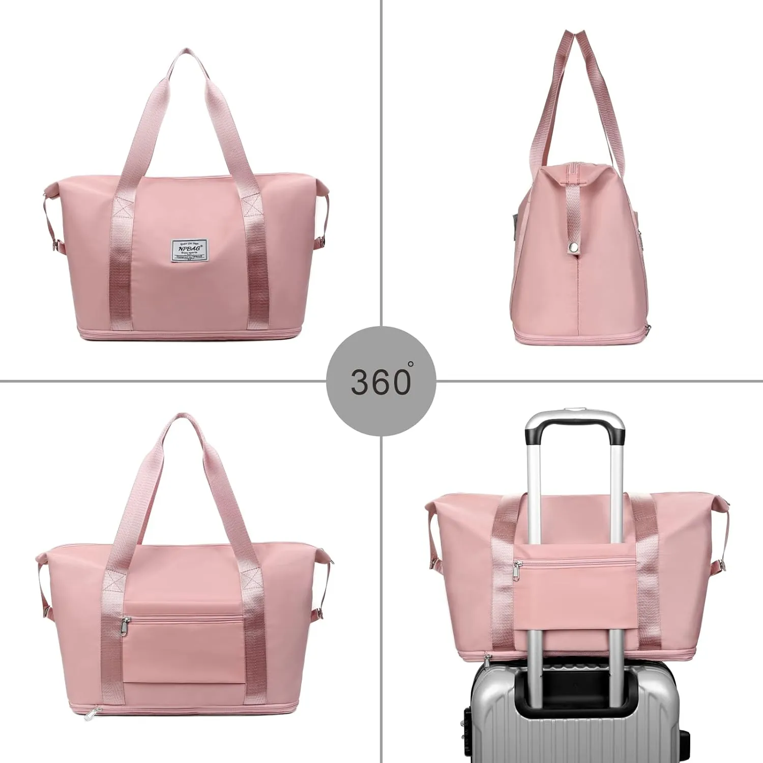 NPBAG Women Travel Duffel, Multi Functional Large Expandable Weekender Carry-on Tote, Gym Workout Overnight Bag, Mommy Hospital Bag for Labor and Delivery