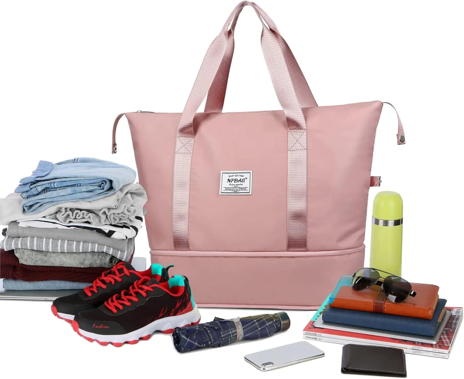 NPBAG Women Travel Duffel, Multi Functional Large Expandable Weekender Carry-on Tote, Gym Workout Overnight Bag, Mommy Hospital Bag for Labor and Delivery