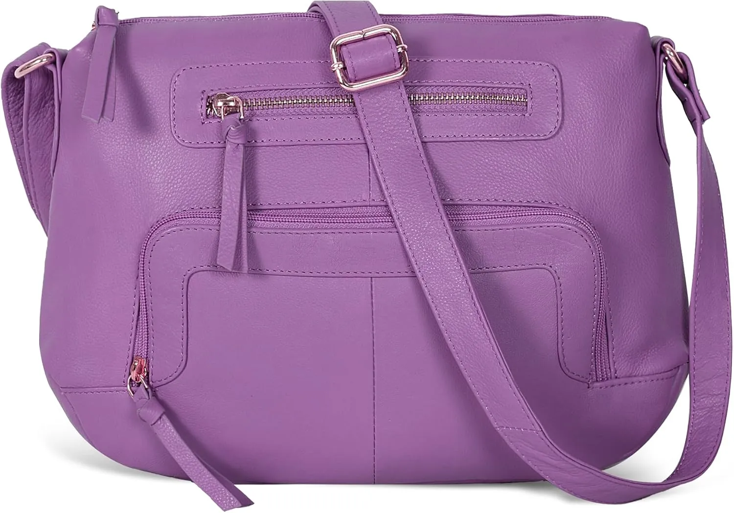 Oak Leathers Women's Crossbody Bag - Genuine Leather Crossover Shoulder Purse With Adjustable Sling Strap - Medium Size