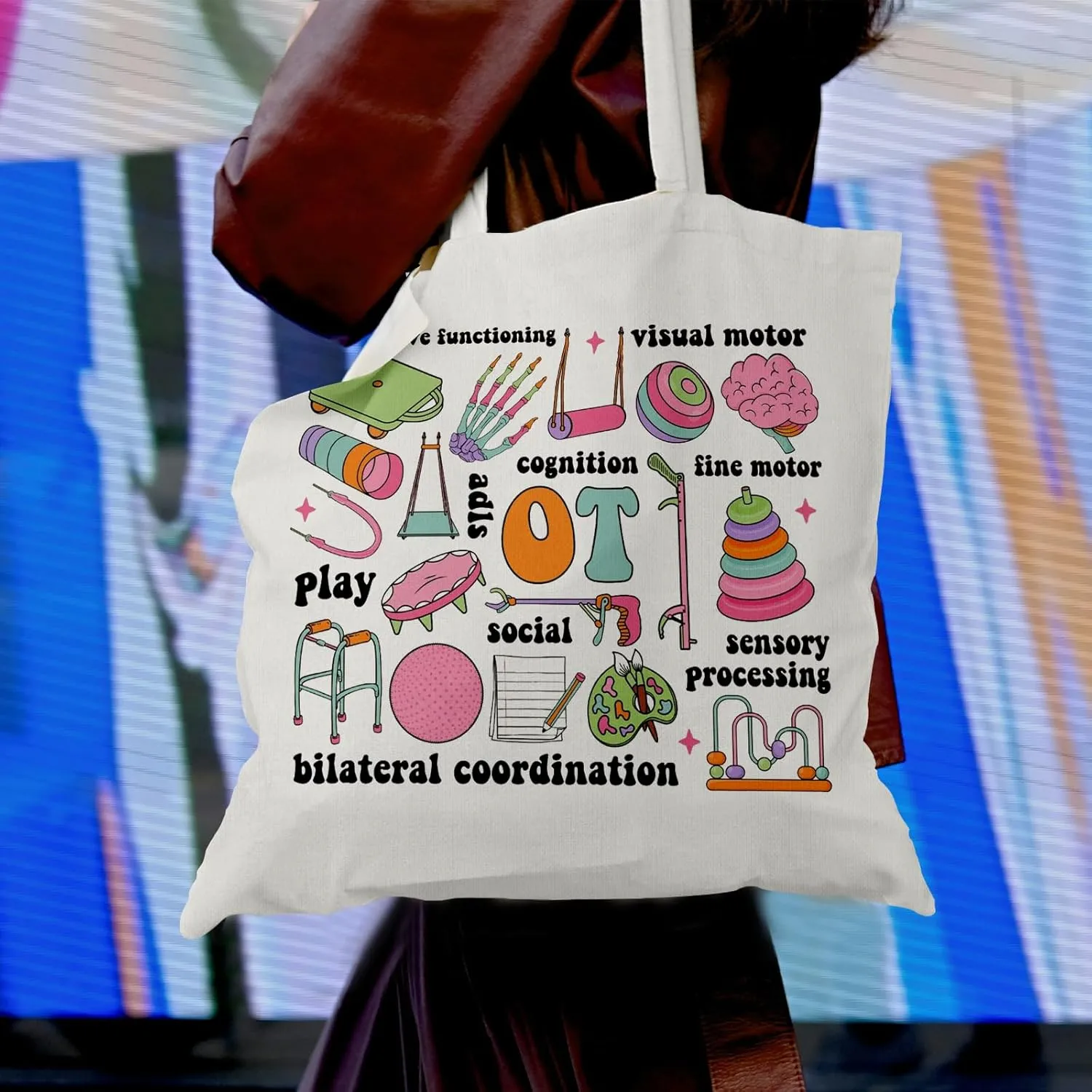 Occupational Therapy Canvas Tote - Mental Health, OT Appreciation Bag for Women