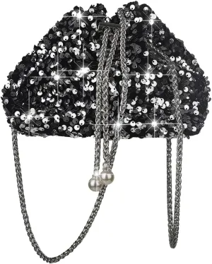 Octwine Shinny Evening Bag Bucket Purse Handbag Shoulder Bags Sequin Crossbody Bag Party Prom Crossbody Bag for Women