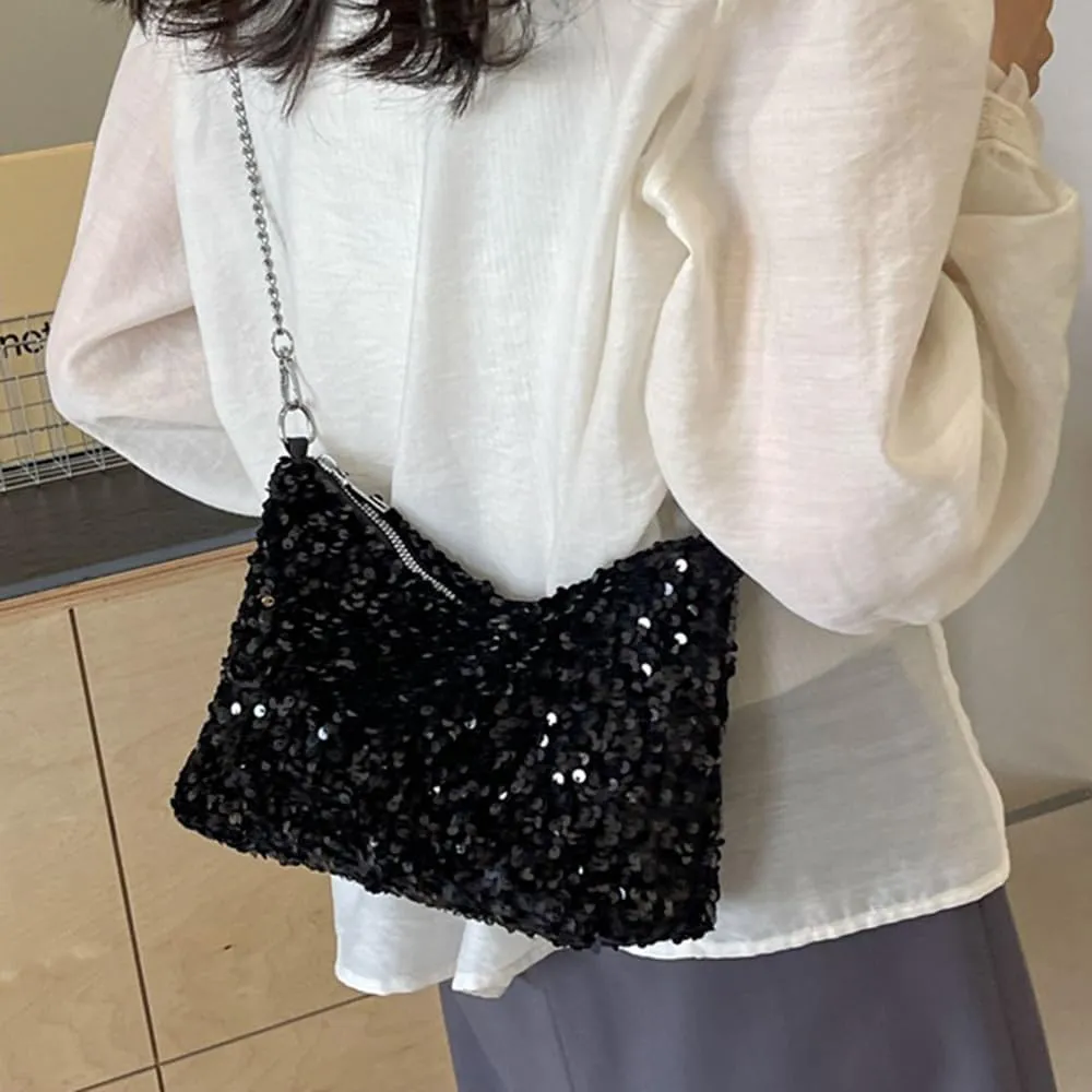 Octwine Shinny Sequin Bag Bucket Purse Handbag Shoulder Bags Pink Crossbody Bag Party Prom Crossbody Bag for Women