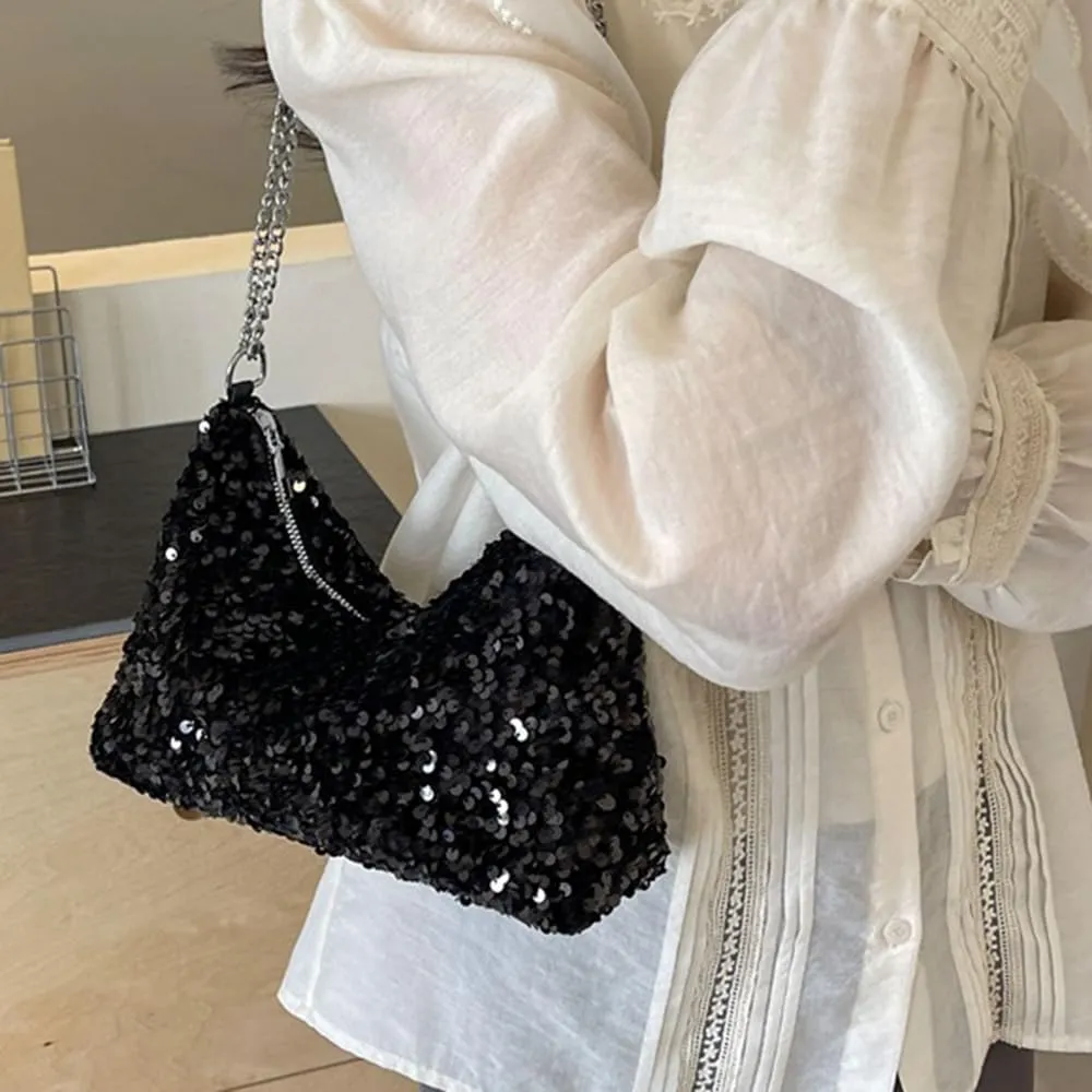 Octwine Shinny Sequin Bag Bucket Purse Handbag Shoulder Bags Pink Crossbody Bag Party Prom Crossbody Bag for Women