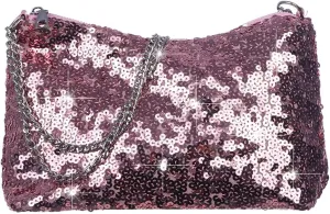 Octwine Shinny Sequin Bag Bucket Purse Handbag Shoulder Bags Pink Crossbody Bag Party Prom Crossbody Bag for Women