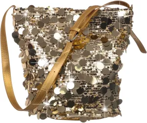 Octwine Shinny Silver Black Sequin Bag Bucket Purse Handbag Shoulder Bags Crossbody Bag Party Prom Crossbody Bag for Women
