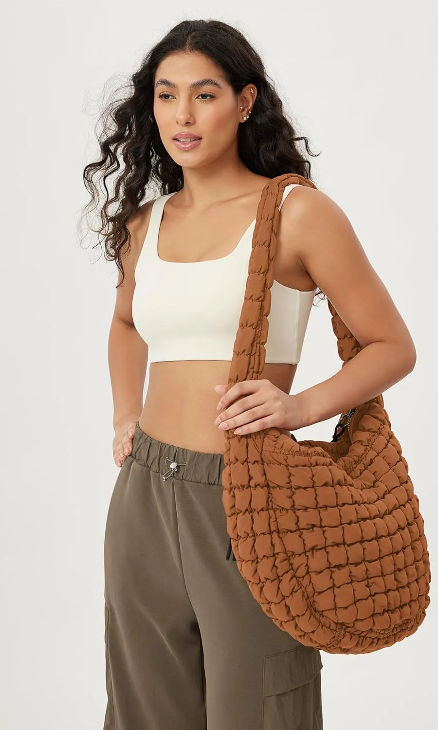 ODODOS Quilted Carryall Tote Bag for Women Crossbody Large Hobo Lightweight Padding Shoulder Bag