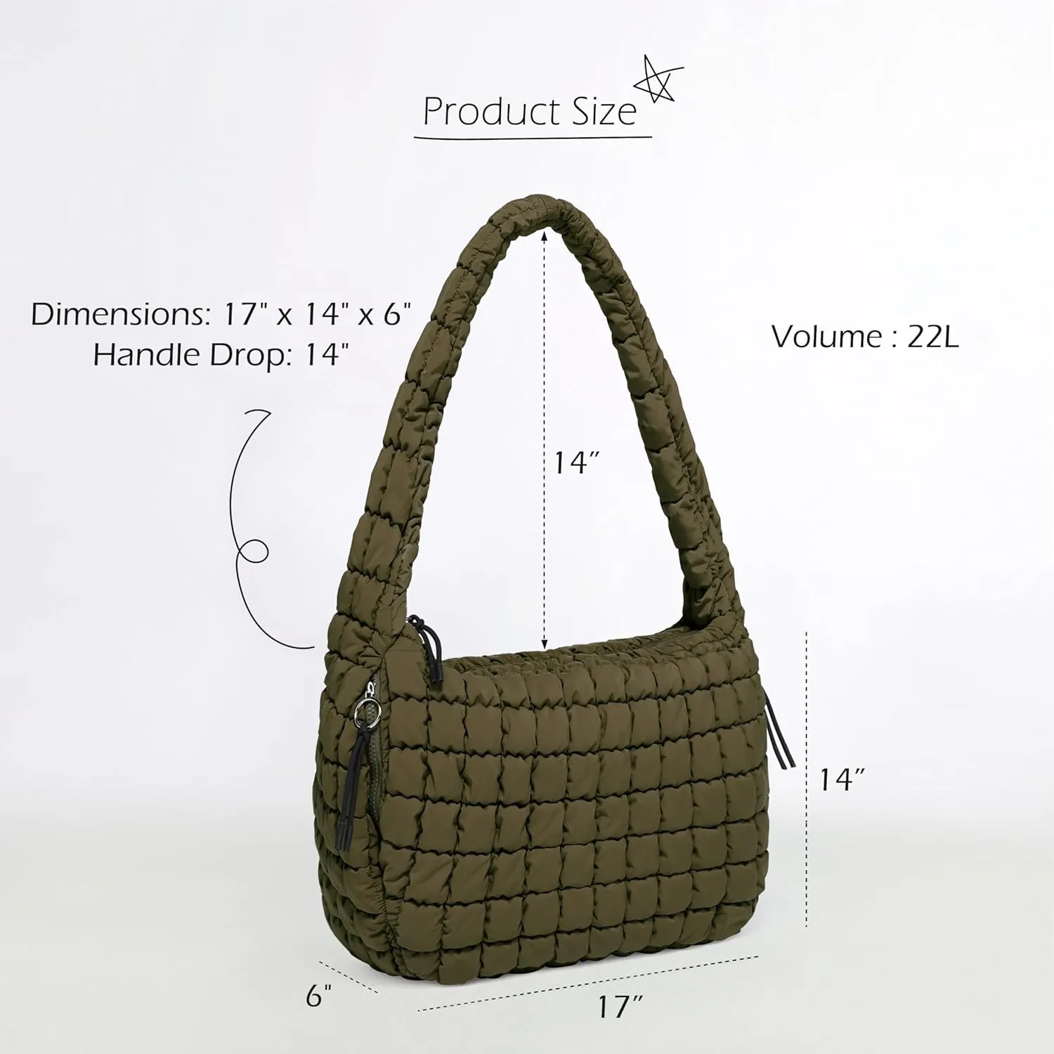 ODODOS Quilted Carryall Tote Bag for Women Crossbody Large Hobo Lightweight Padding Shoulder Bag