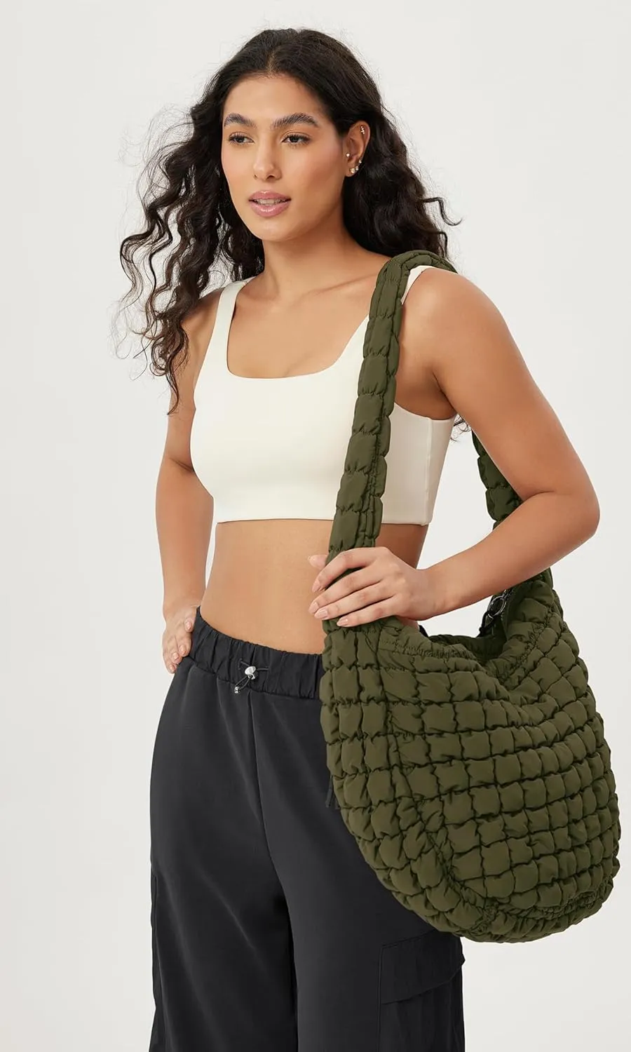 ODODOS Quilted Carryall Tote Bag for Women Crossbody Large Hobo Lightweight Padding Shoulder Bag