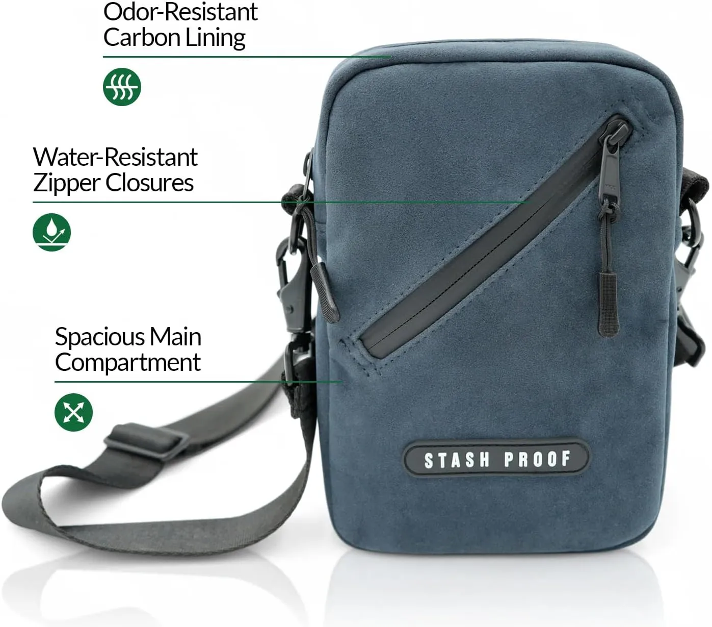 Odor Resistant Unisex Cross Body Sling Bag, Small Chest Bag Suede Daypack for Traveling, Outdoors, and Festivals
