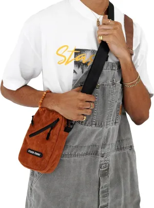 Odor Resistant Unisex Cross Body Sling Bag, Small Chest Bag Suede Daypack for Traveling, Outdoors, and Festivals