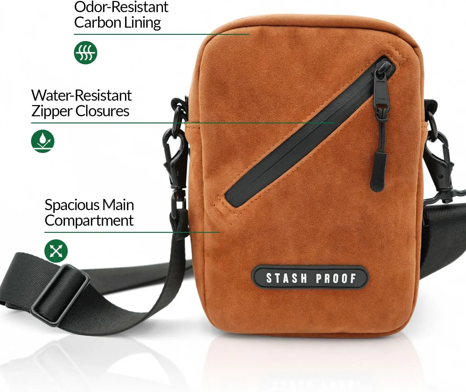 Odor Resistant Unisex Cross Body Sling Bag, Small Chest Bag Suede Daypack for Traveling, Outdoors, and Festivals