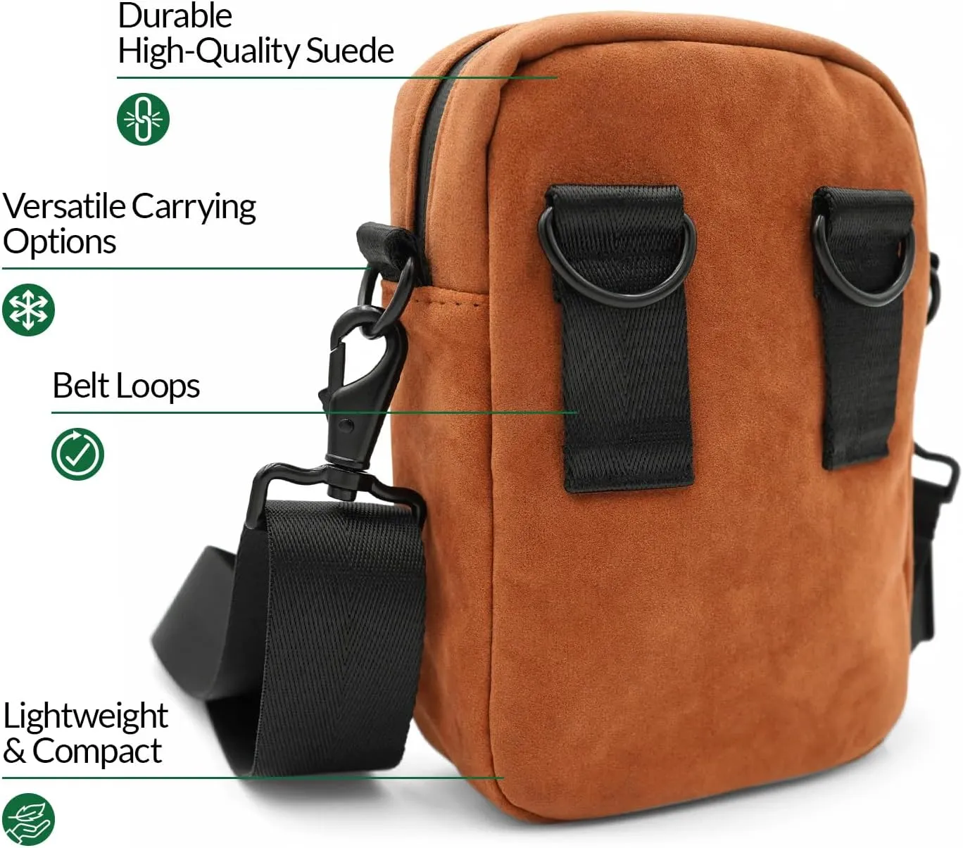 Odor Resistant Unisex Cross Body Sling Bag, Small Chest Bag Suede Daypack for Traveling, Outdoors, and Festivals