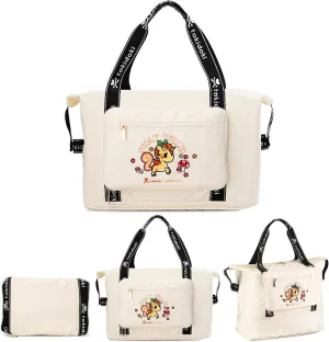 Official Licensed Tokidoki Duffle Bag Expandable Tokidoki Travel Duffel Bags for Women Large Capacity Travel Bags Unicorno Luggage Bag for Sports Gym Vacation (white)
