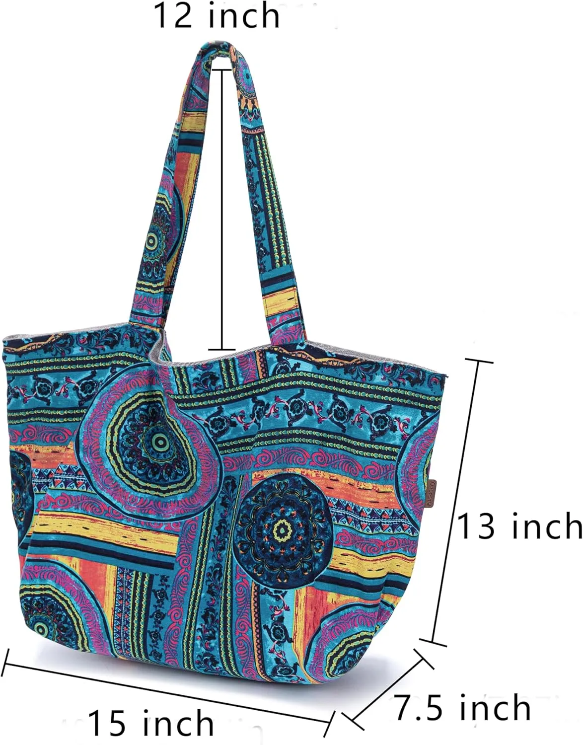 OPQRSTU Women Hippie Tote Hand Bag Large Capacity Bohemian Bag Portable Tourist Shoulder Bags
