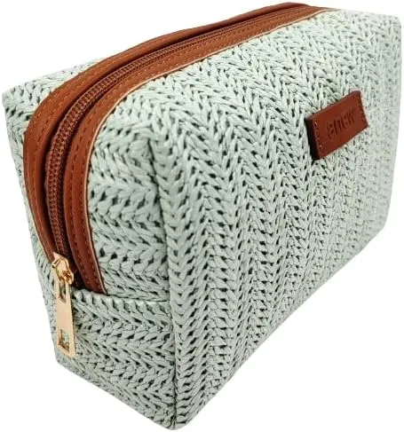 ORB Style - ANEW Cosmetic Bag-CB108MT-Herringbone-Rectangular Case-Mint/Tan