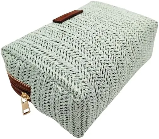 ORB Style - ANEW Cosmetic Bag-CB108MT-Herringbone-Rectangular Case-Mint/Tan
