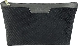 ORB Style Cosmetic Bag-CB201BK-Velour-Large Pouch-Black