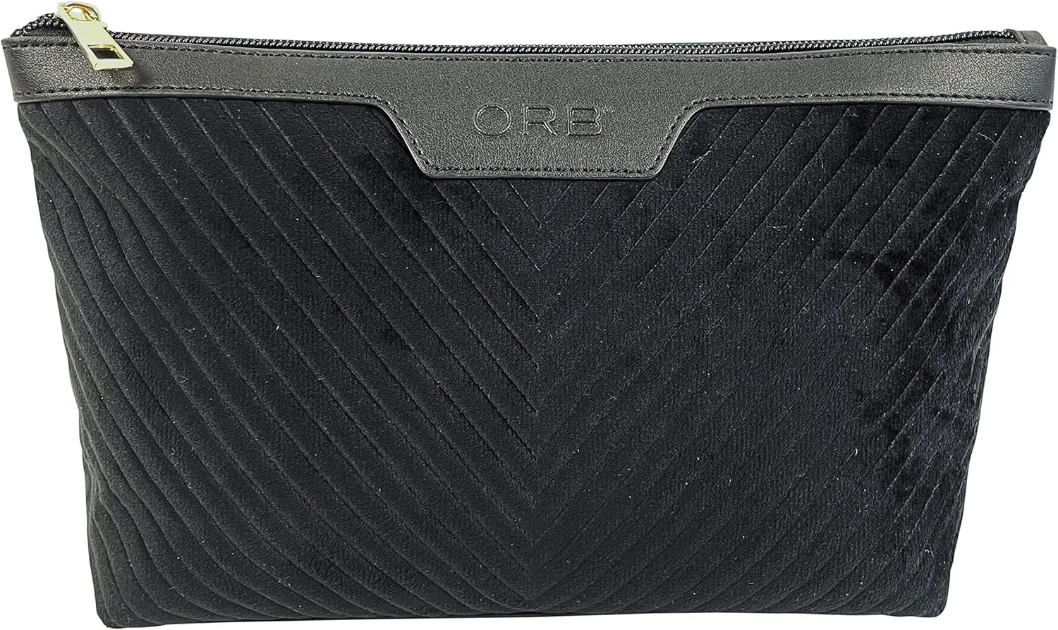 ORB Style Cosmetic Bag-CB201BK-Velour-Large Pouch-Black