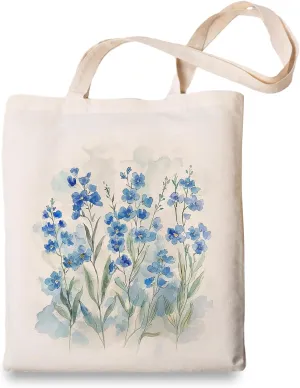 OUZ Flower Tote Bag, Aesthetic Wildflower Tote Bag, Canvas Tote Bag for Women Beach Bag Shopping Bags Reusable Grocery Bags